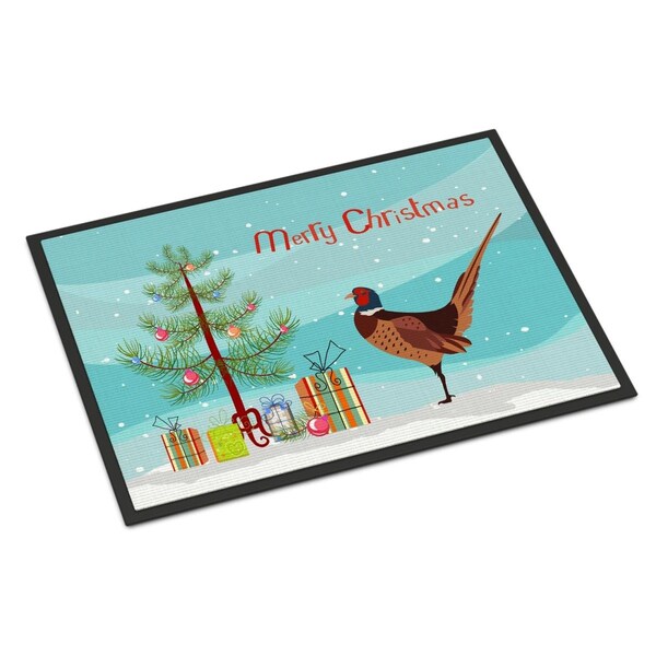 Carolines Treasures Ring-necked Common Pheasant Christmas Indoor or Outdoor Mat, 18 x 27 in. BB9297MAT - main